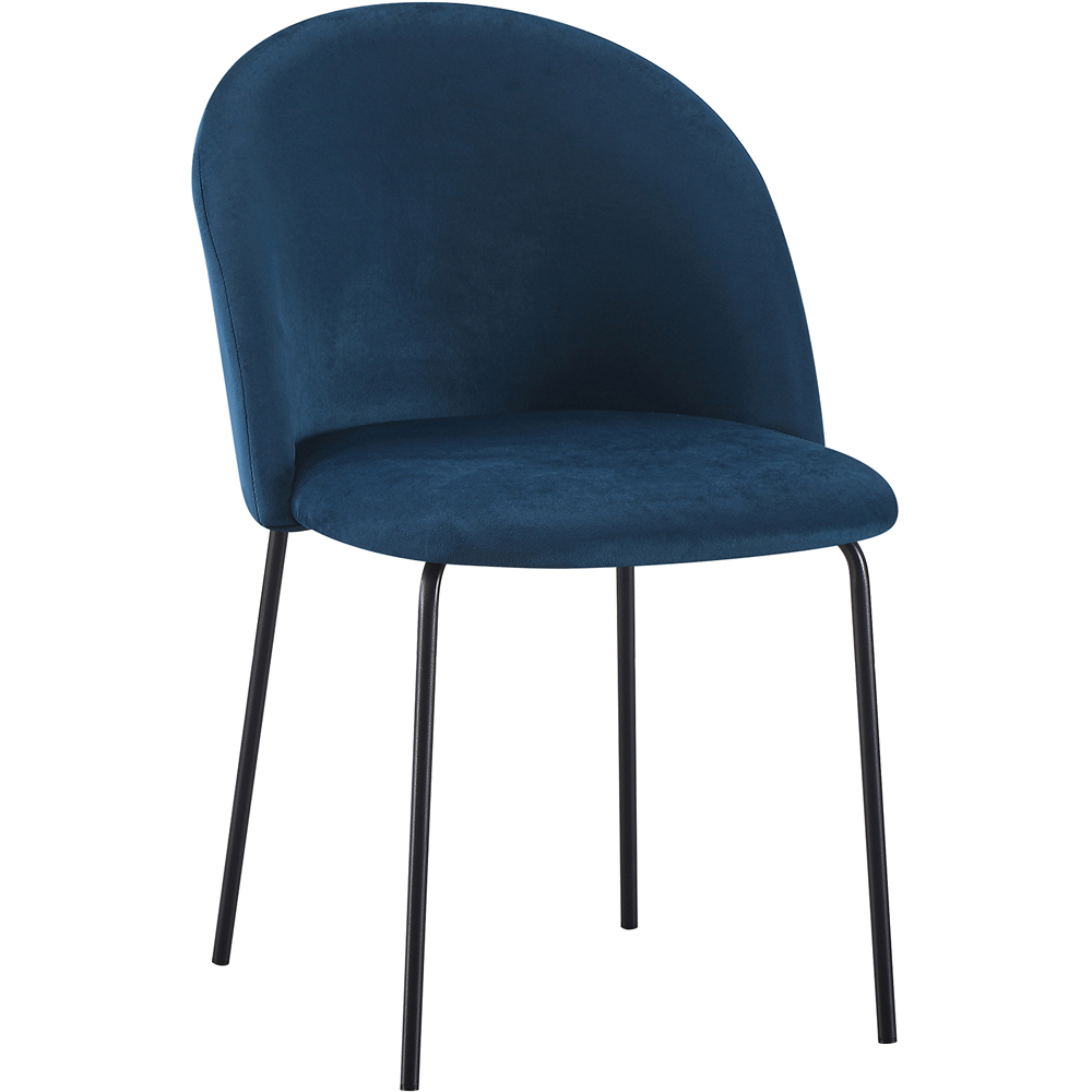 Seconique Boston Set of 4 Sapphire Blue Velvet Dining Chair Image 6