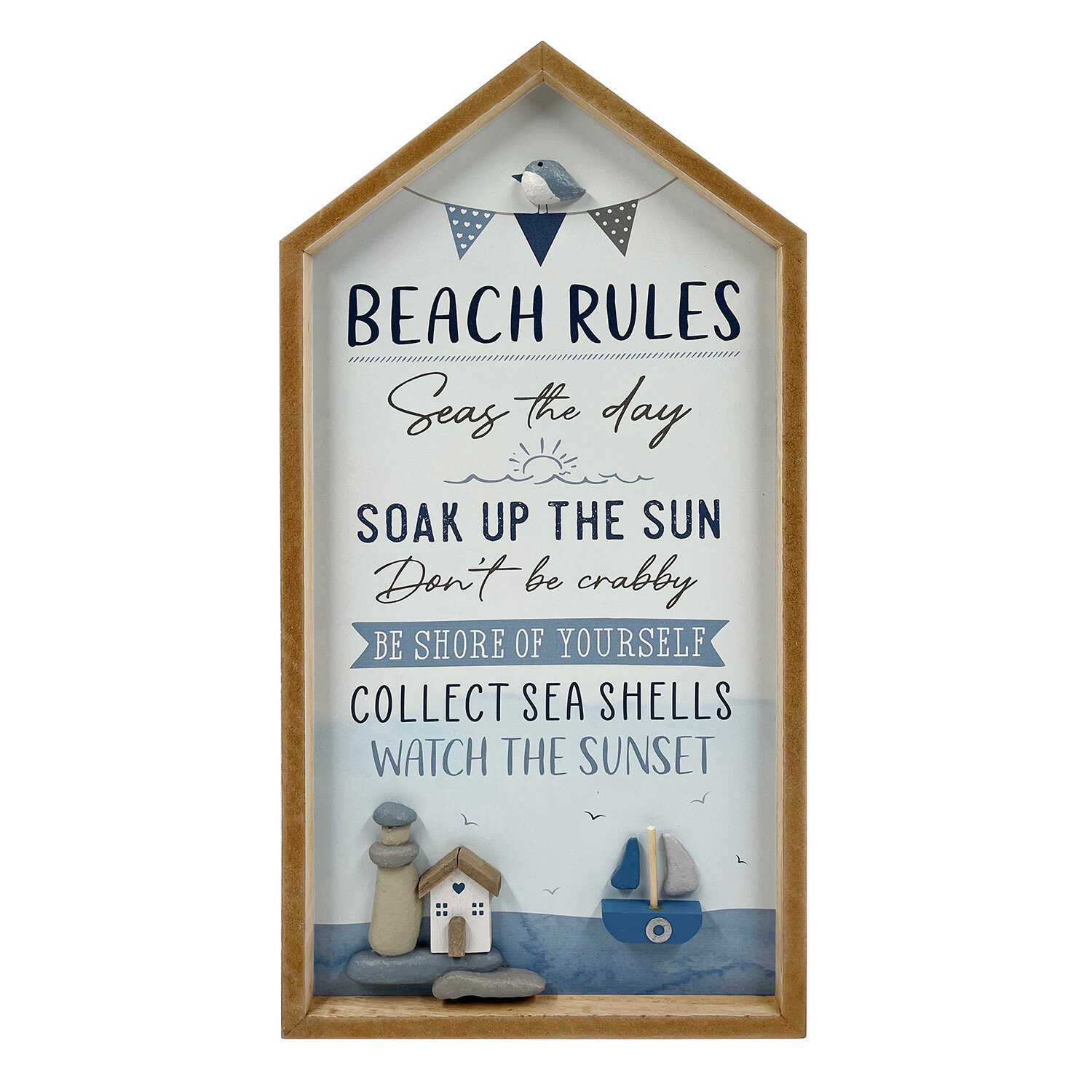 Beach Rules Framed Plaque - Blue Image 1