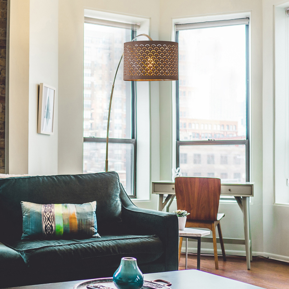 Innoteck Brown and Gold Reflective Drum Lamp Shade Image 2