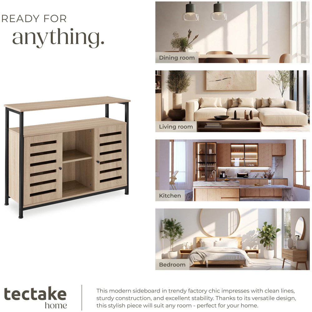 Tectake Warrington 2 Door 3 Shelf Light Sonoma Oak Sideboard Image 7