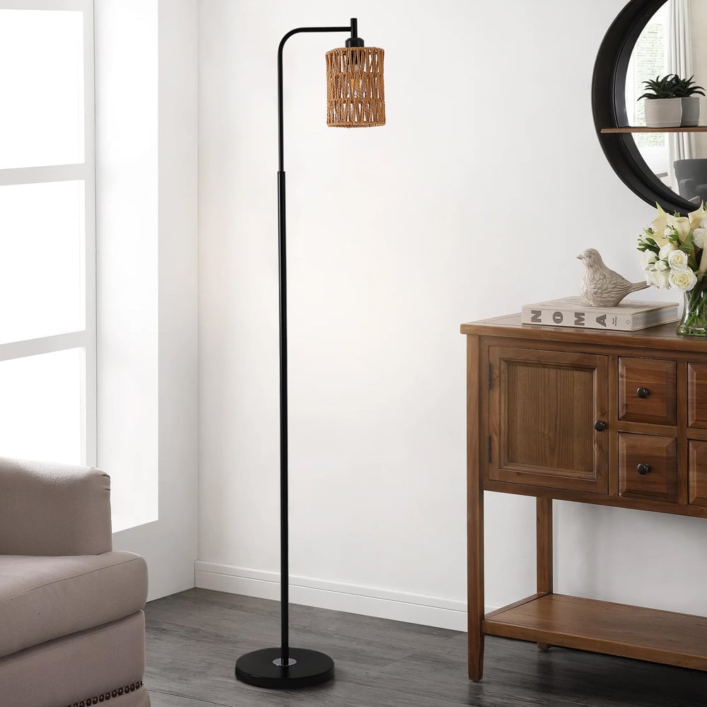 Living and Home Brown Cylindrical Shade Floor Lamp Image 8