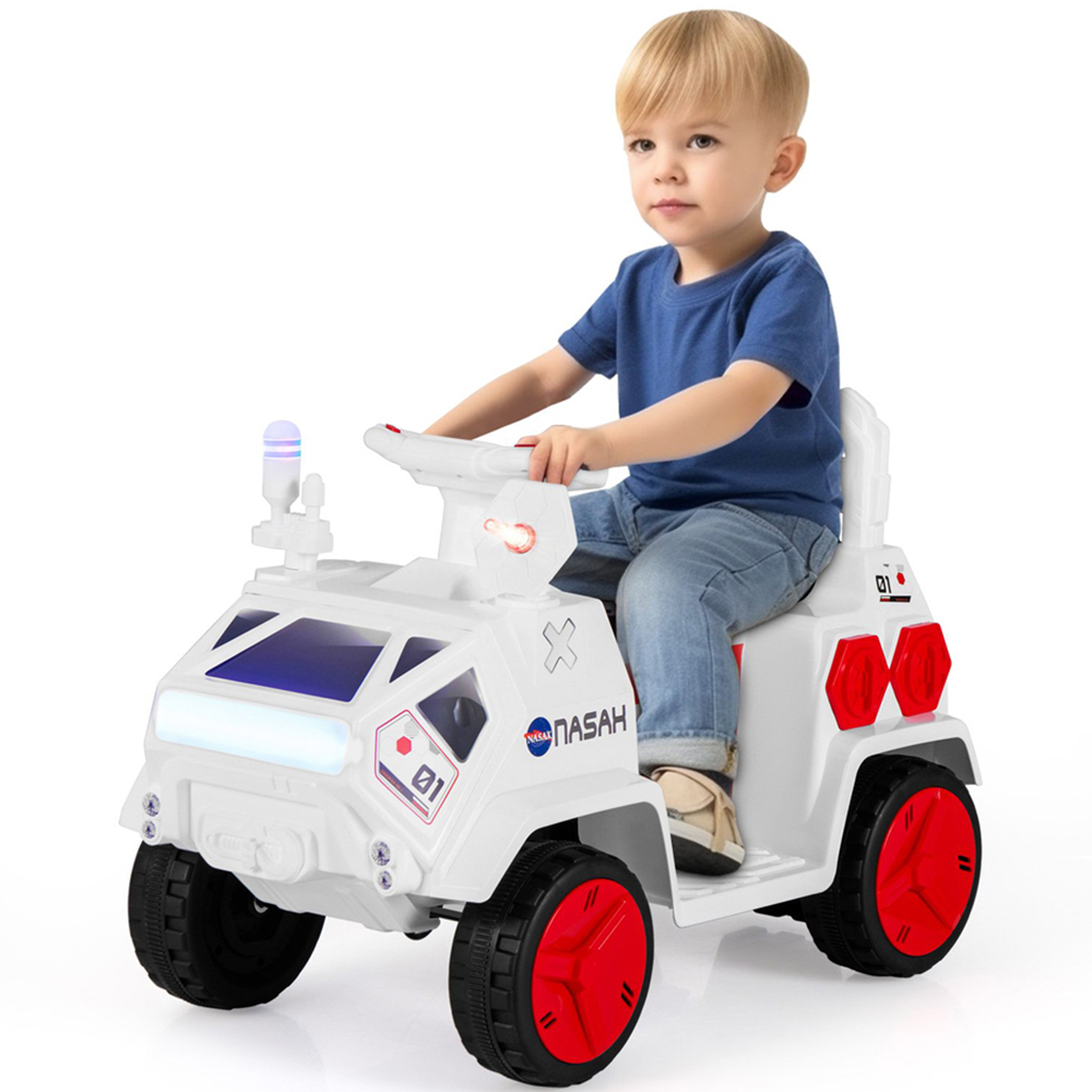 Costway Kids White and Red Ride On Car with Music with Radar and Alarm Button 6V Image 3
