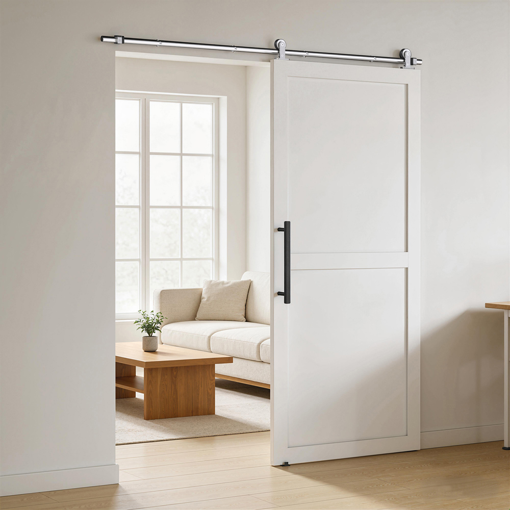 HOMCOM Sliver Tone Smooth Quiet Sliding Door Hardware Kit 180cm Image 4