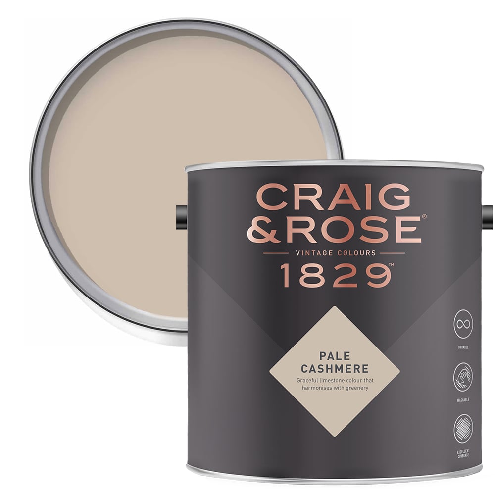 Craig & Rose Kitchen and Bathroom Pale Cashmere Eggshell Paint 750ml Image 1