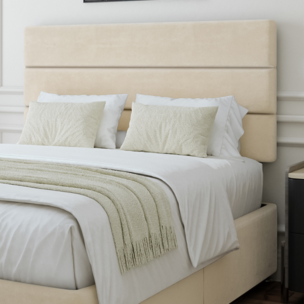 Bedmaster King Size Cream Naples Velvet Divan Base with Milan Headboard Image 2