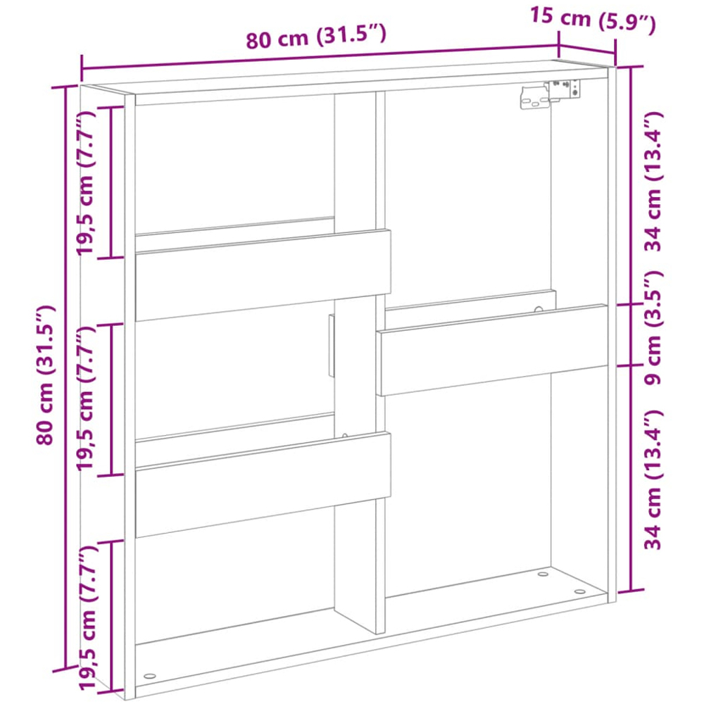 vidaXL 5 Shelf Sonoma Oak Wall Cabinet Image 8