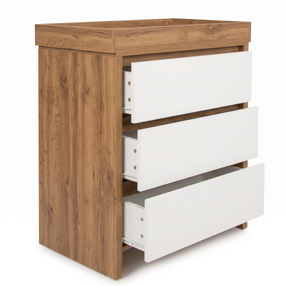 Shefa 880 3 Drawer Cremona Oak and White Kids Changing Unit Image 3