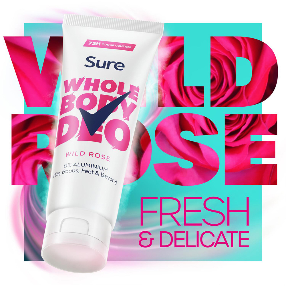 Sure Women Aluminium Free Whole Body Wild Rose Deodorant Cream 75ml 6 Pack Image 5
