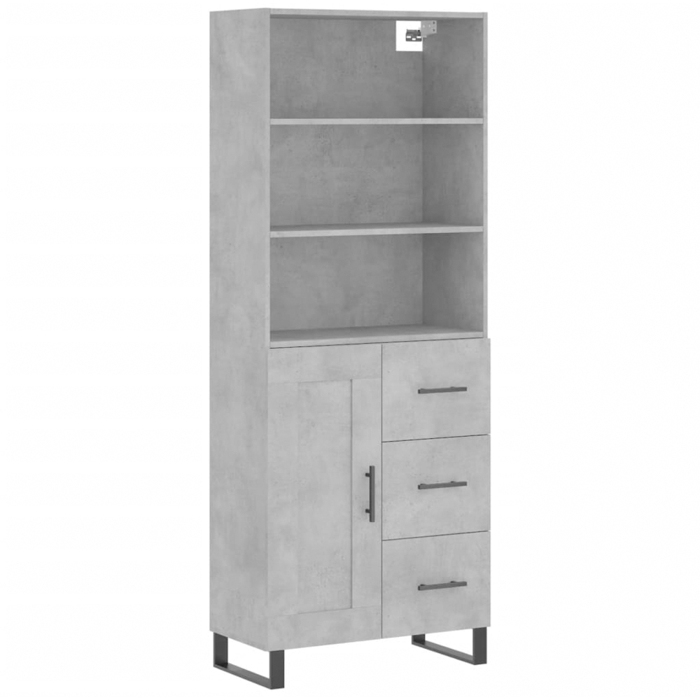 vidaXL Single Door 3 Drawer 3 Shelf Concrete Grey Highboard Image 2