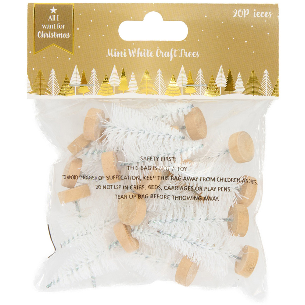 Pack of 20 Mini Craft Christmas Trees White Image 1