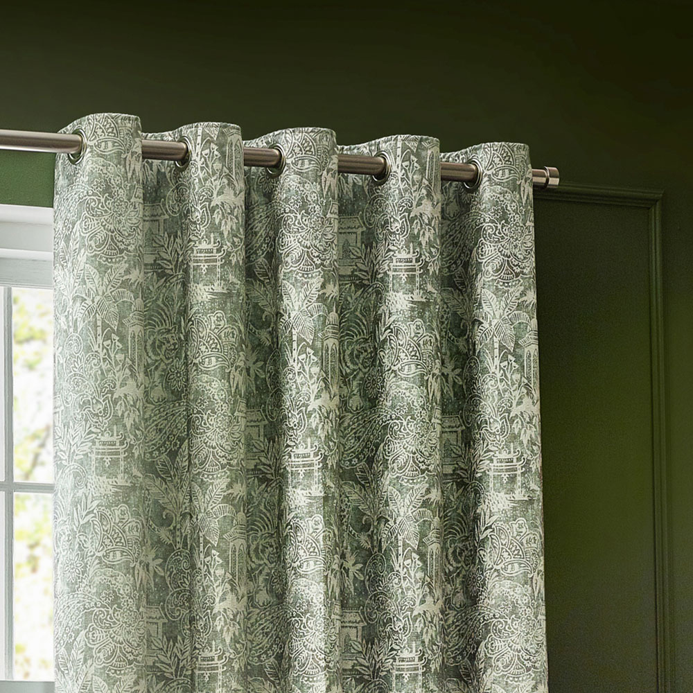 Wylder Bengal Sage Chenille Eyelet Curtains 168 x 229cm Image 4