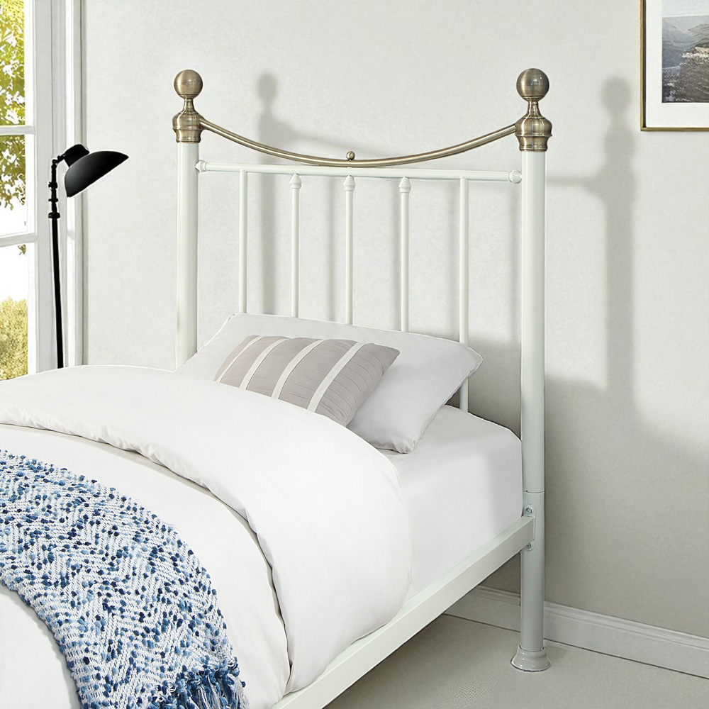 OAT Home Hampstead Single White and Brass and Black Guest Trundle Metal Bed Image 5