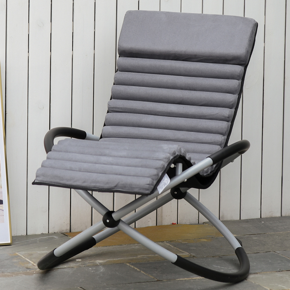 Outsunny Black Grey Folding Orbital Rocking Chair Image 1