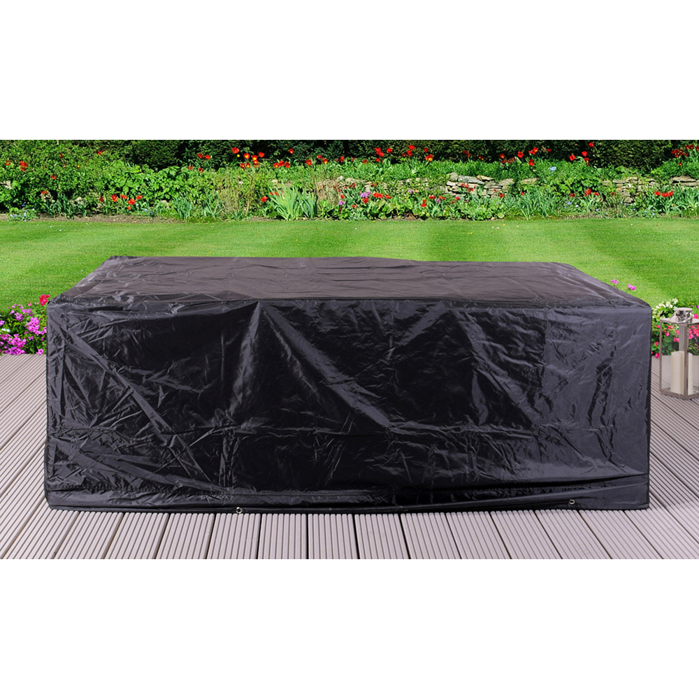 Brooklyn 6 Seater Black Rattan Garden Sofa Set with Cover Image 2