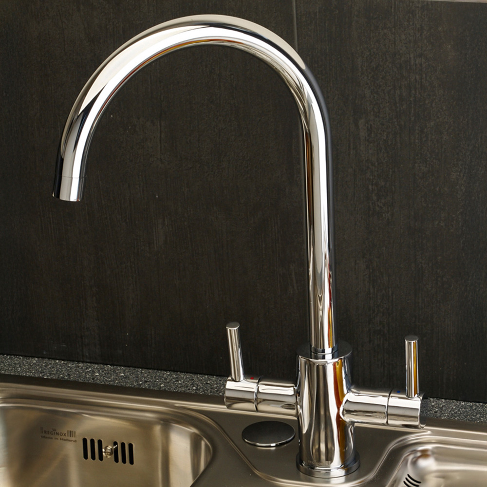 Reginox Genesis CH II Polished Chrome Dual Lever Kitchen Tap Image 2