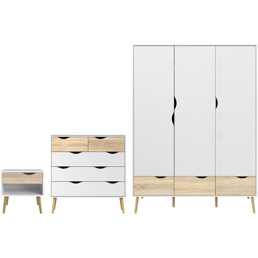 Florence Oslo White and Oak 3 Piece Bedroom Furniture Set Image 2