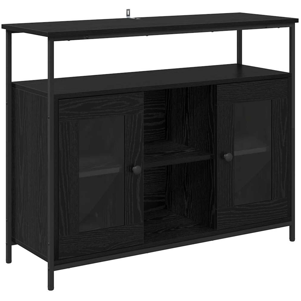vidaXL 2 Glass Door 3 Shelf Black Oak Sideboard Image 2