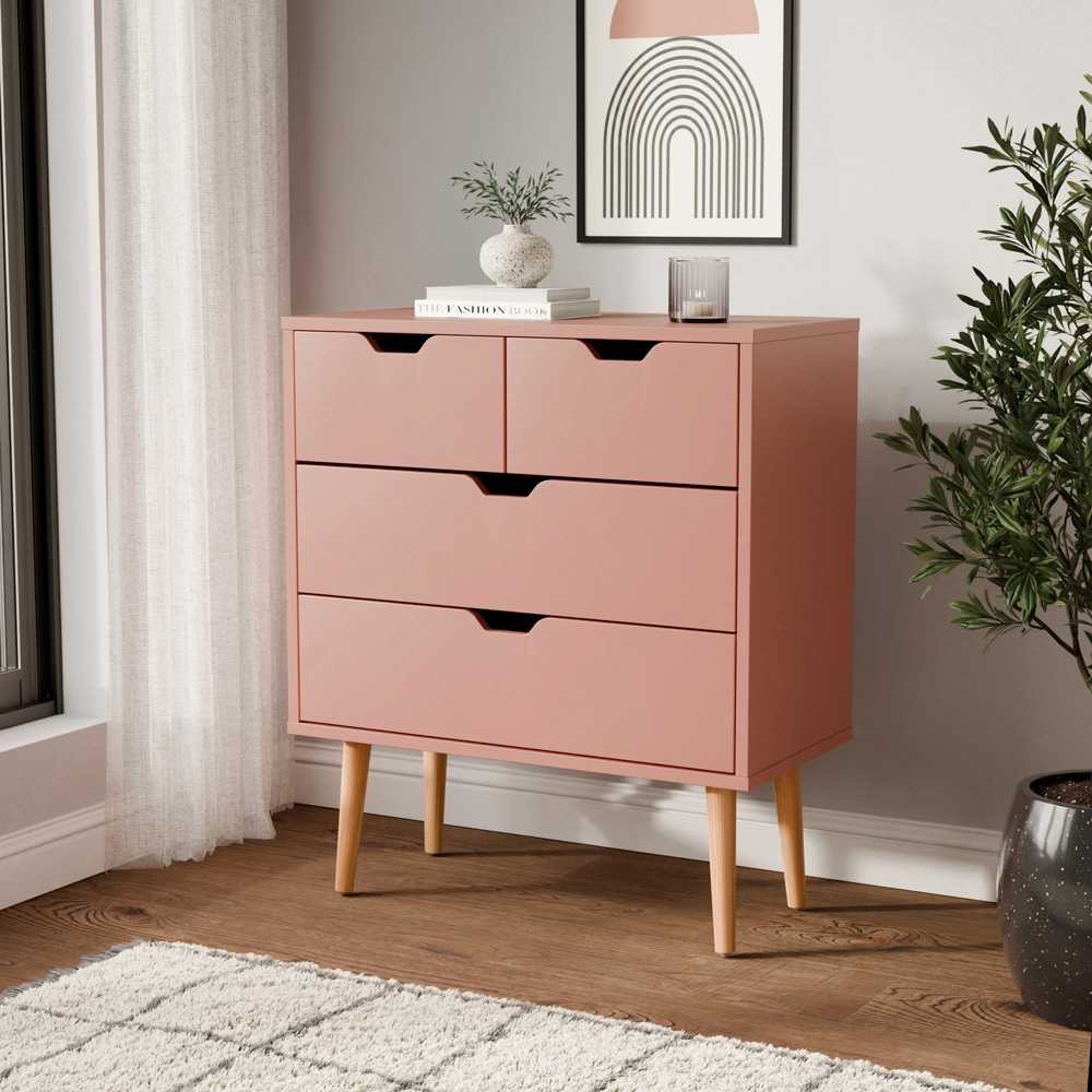 GFW Nyborg 4 Drawer Coral Pink Chest of Drawers Image 7