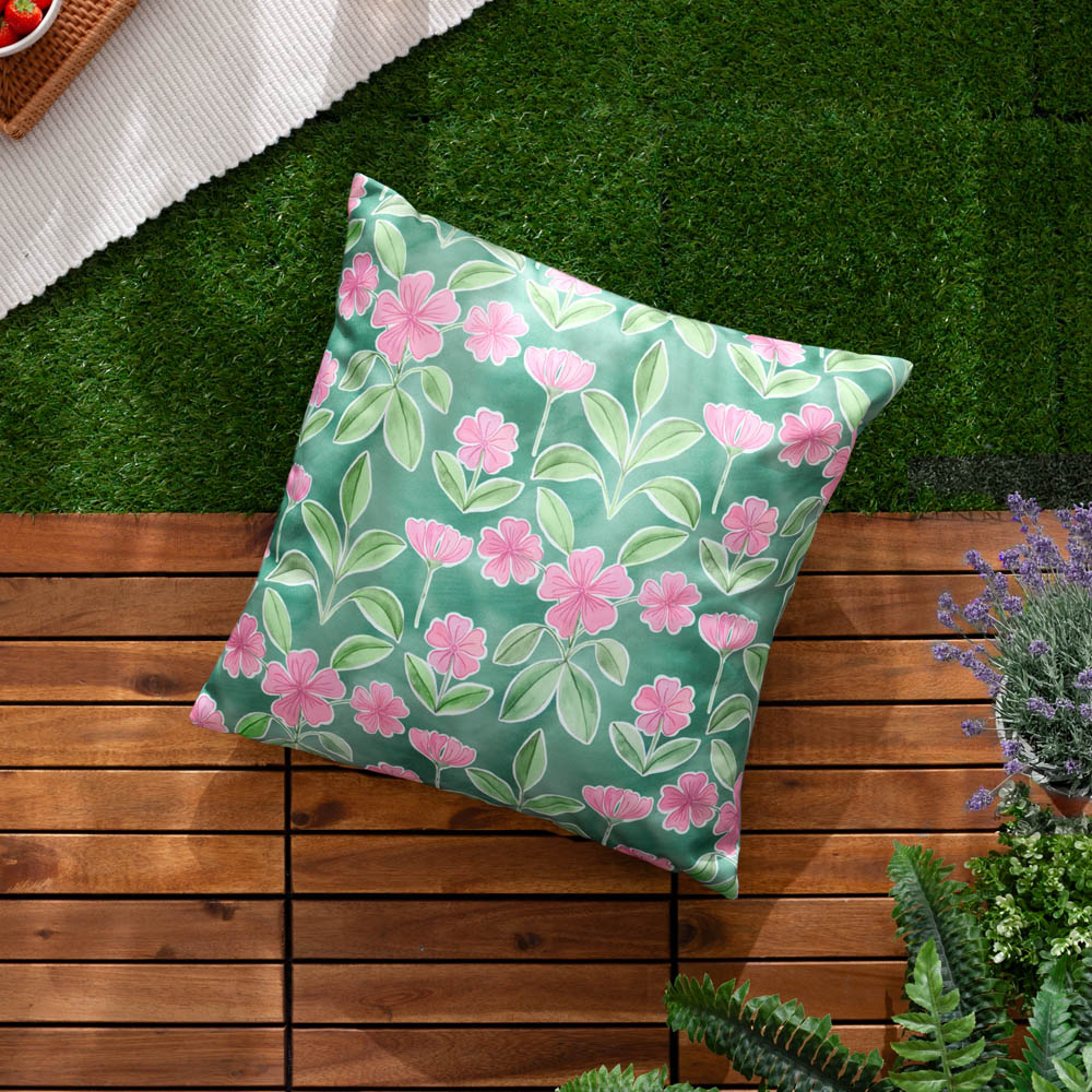Wylder Nature Viola Blue Printed Reversible Polyester Filled Outdoor Cushion 45 x 45cm Image 2