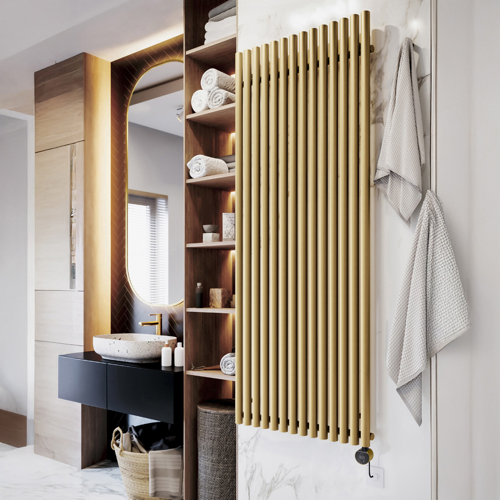 Terma Rolo-Room E Wi-Fi Brass Electric Radiator 2000W 2000 x 755mm Image 2