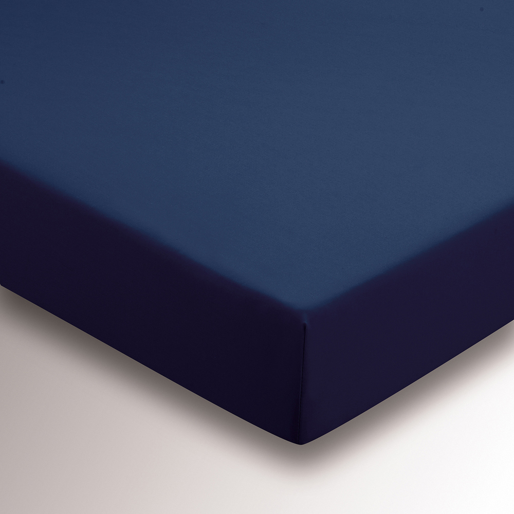 Helena Springfield Super King Size Navy Plain Dye Fitted Bed Sheet Image 2