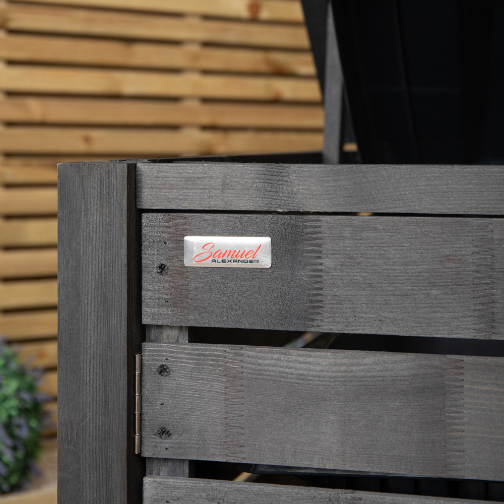 Samuel Alexander 7 x 3.8ft Dark Grey Triple Wheelie Bin Wooden Garden Bin Shed Image 6