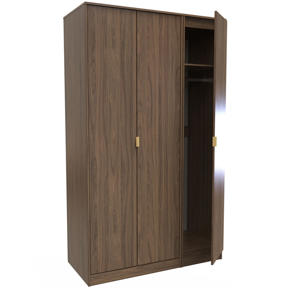 Crowndale Hong Kong 3 Door Carini Walnut Tall Wardrobe Ready Assembled Image 6