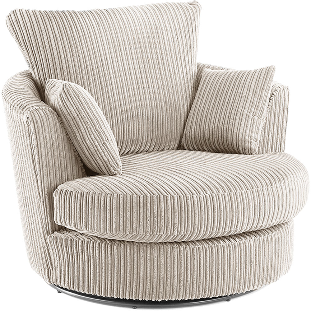 Portland Luxor Cream Jumbo Cord Swivel Chair Image 2
