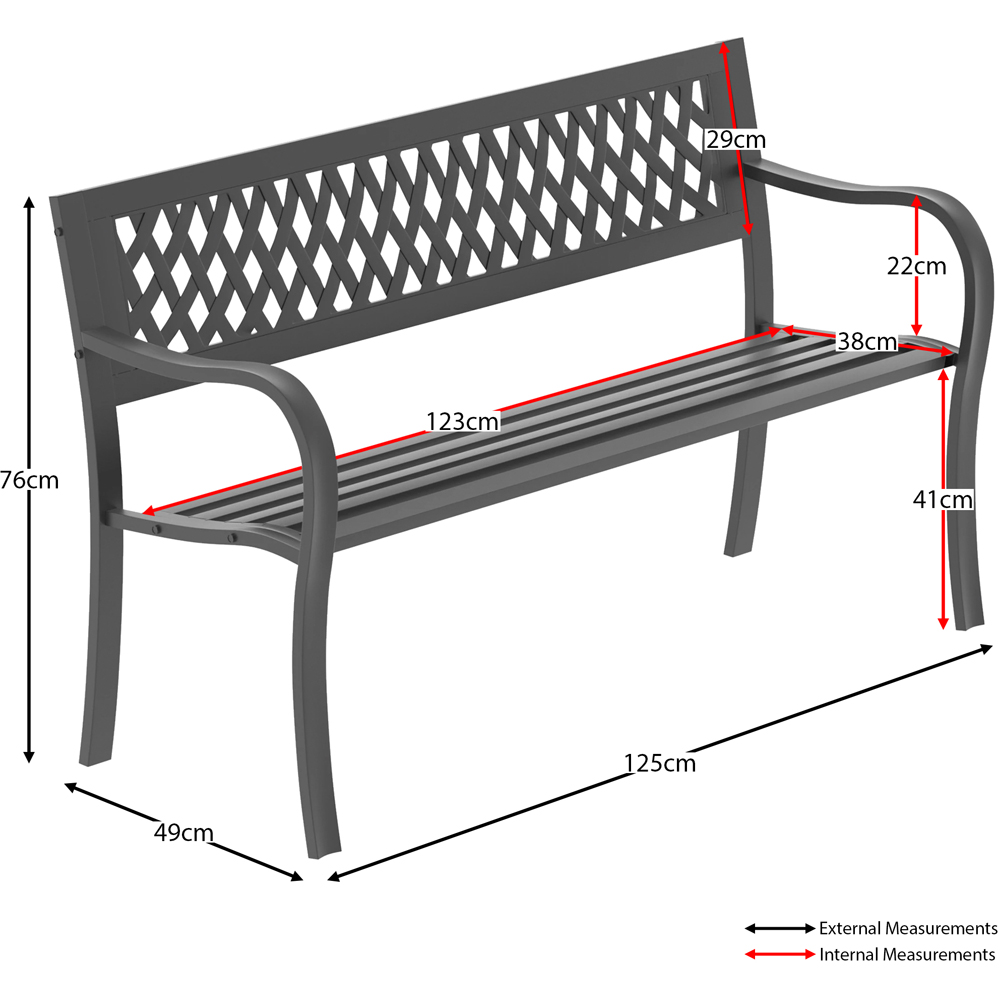 GARDEN VIDA Lattice Style Steel Garden Bench Image 8