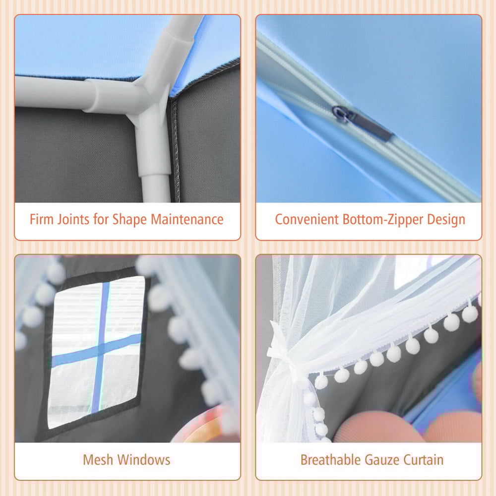 Costway Blue Kids Playhouse Large Image 5