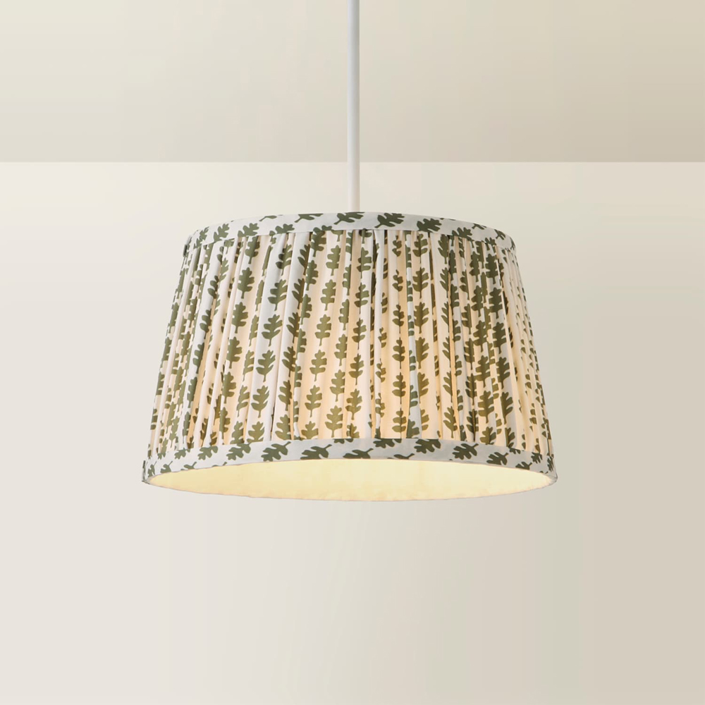 ValueLights Grange Green Floral Pleated Small Pendant Shade Image 5