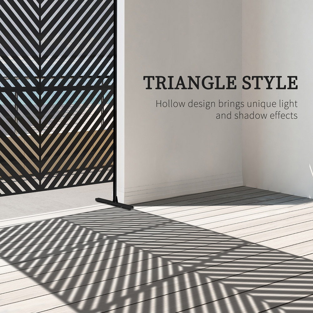 Triangle Panel Screen Outsunny 2 x 1m Black Triangle Design Metal Privacy Screen | Wilko
