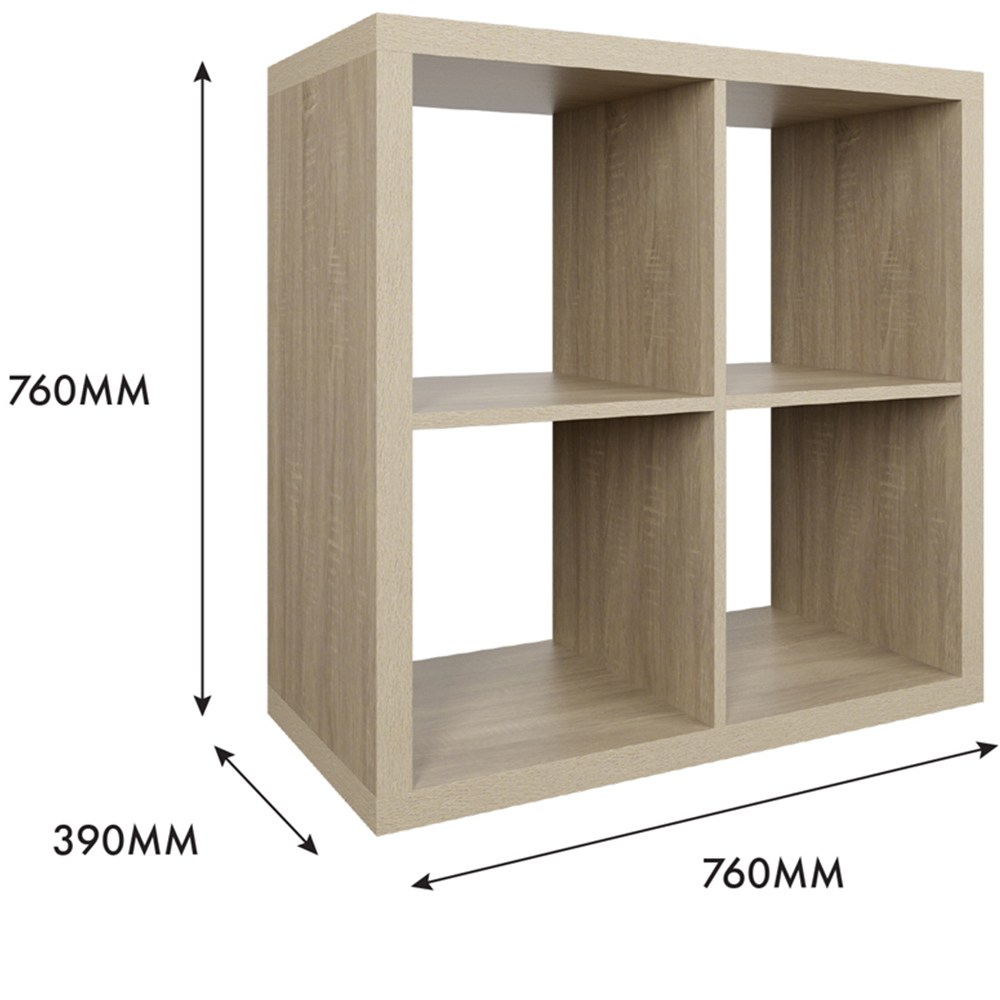 Clever Cube 4 Shelf Light Oak Effect Square Storage Unit Image 6
