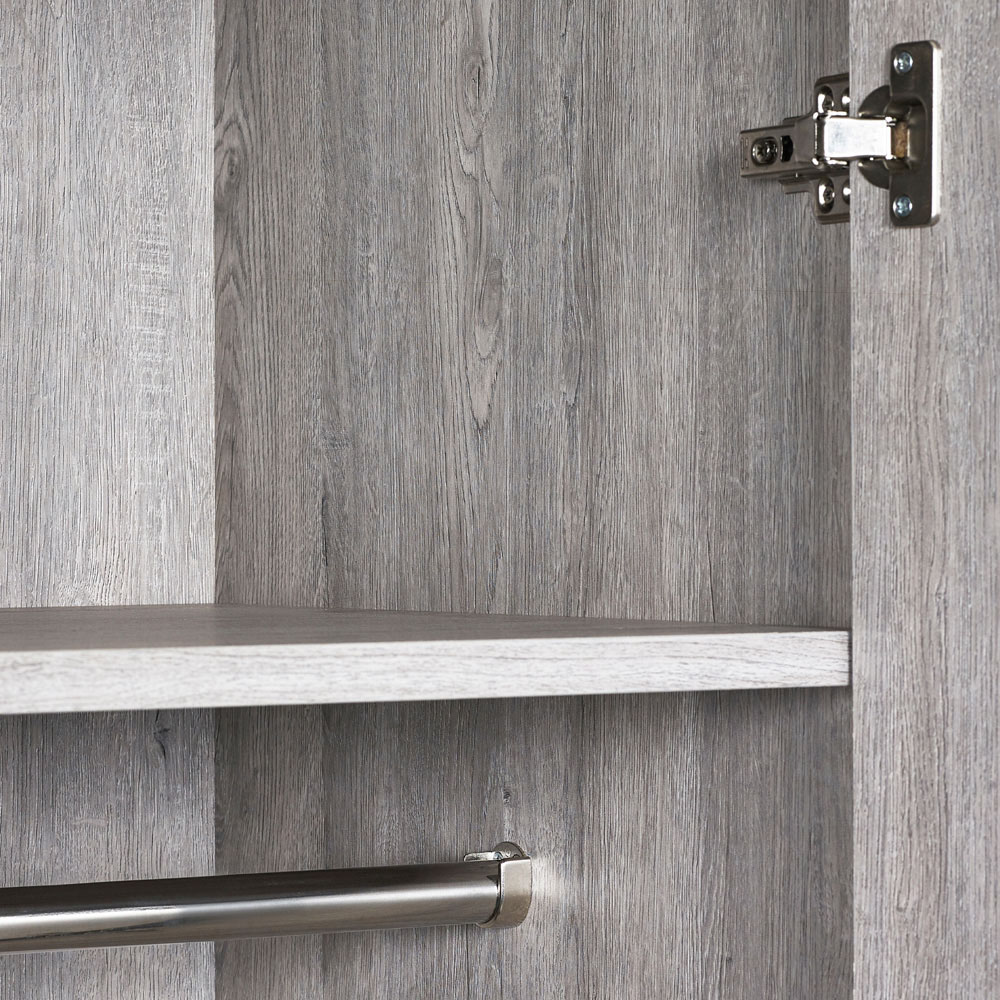 Julian Bowen Bali 2 Door Single Drawer Grey Oak Wardrobe Image 7