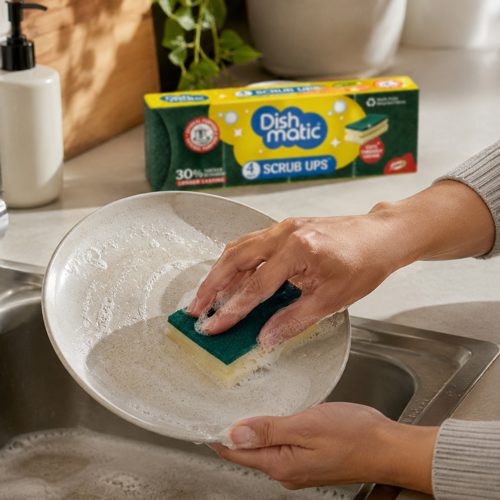 Pack of 4 Dishmatic Scrub Ups Non-Scratch Sponge Scourers Image 2