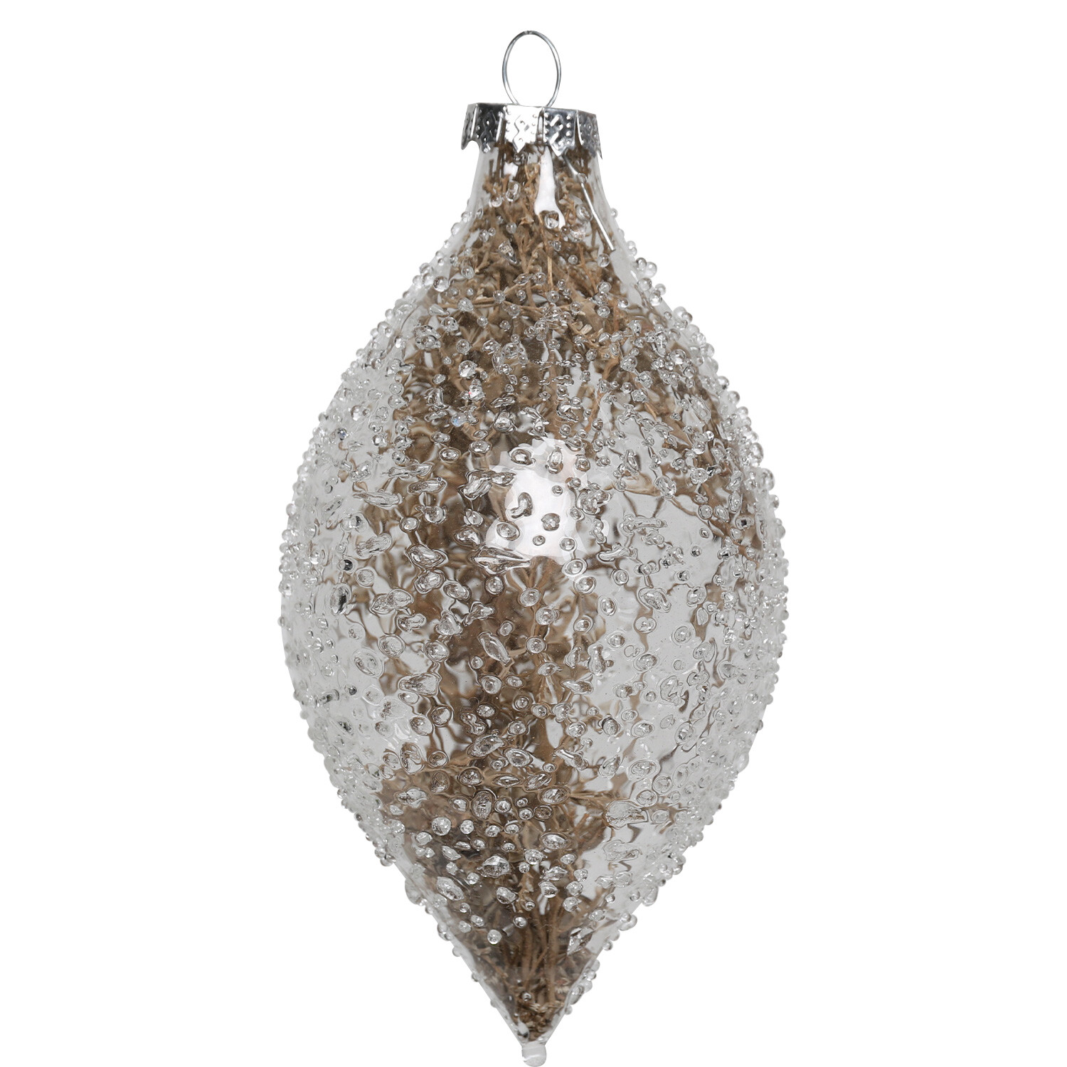 Mistletoe Cottage Clear Floristry Filled Droplet Single Ornament Image