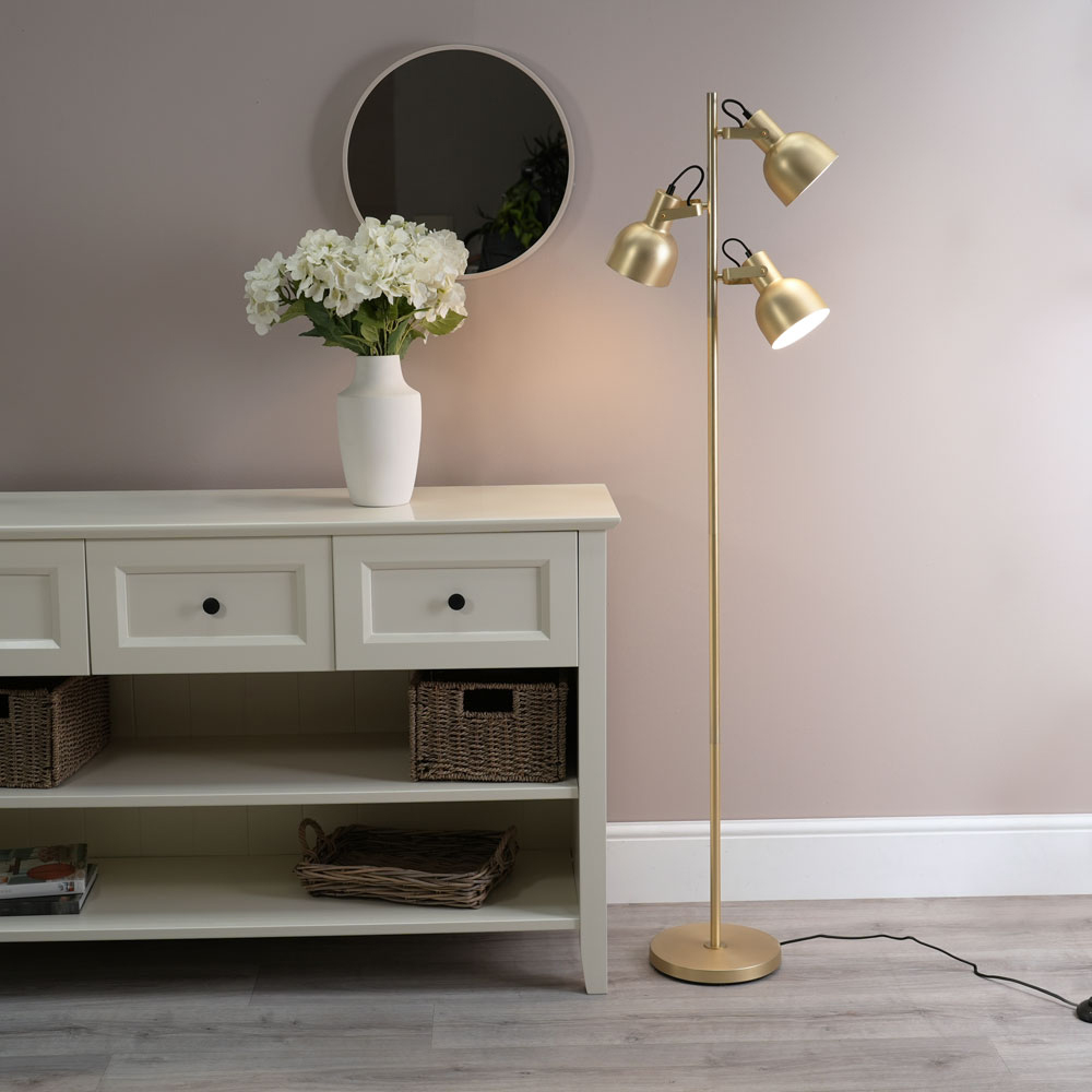 ValueLights Albie Gold 3 Way Adjustable LED Floor Lamp Image 2