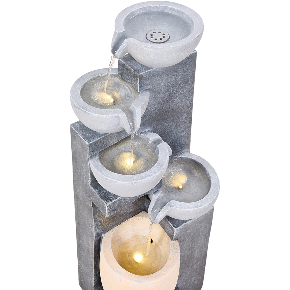 Living and Home 5-Tier Stone Effect Cascading Bowl Solar LED Water Feature Image 4