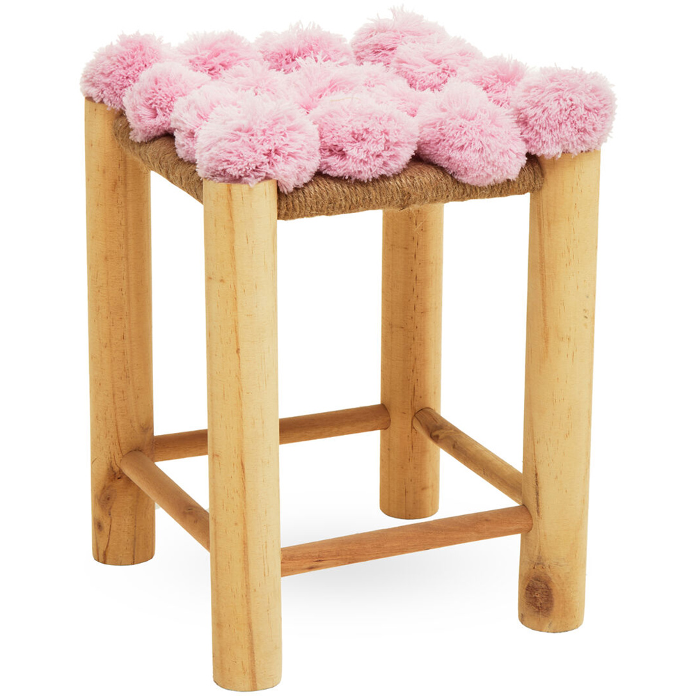 Premier Housewares West Village Pink Pom Pom Stool Image 4