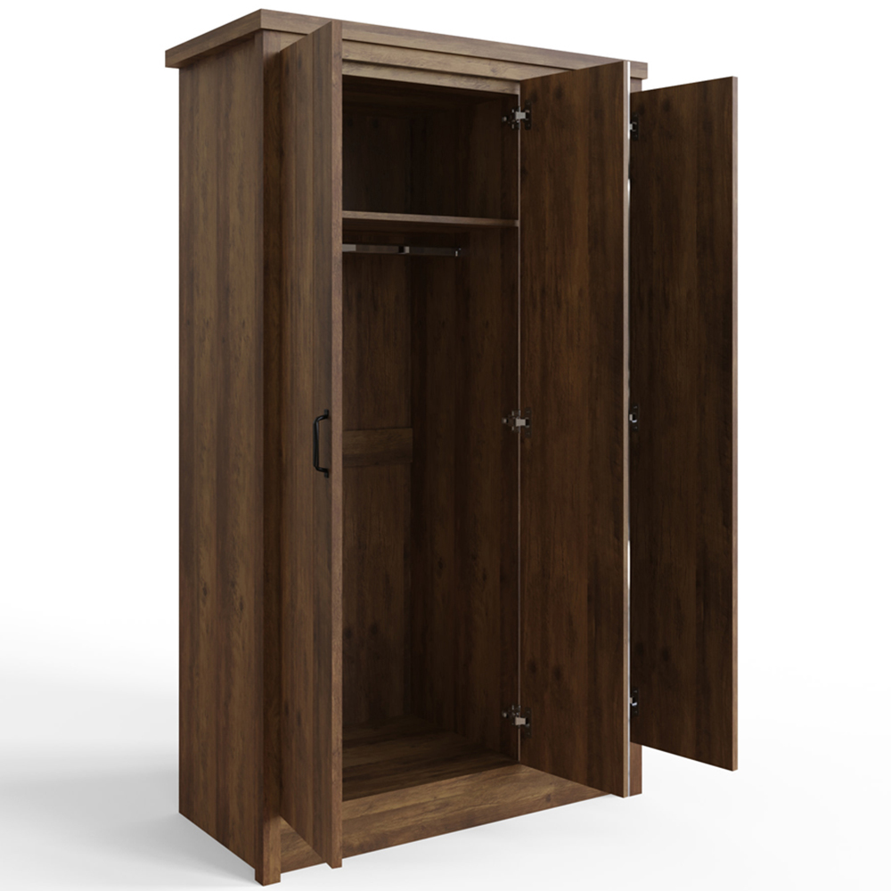 GFW Boston 3 Door Knotty Oak Mirrored Wardrobe Image 3