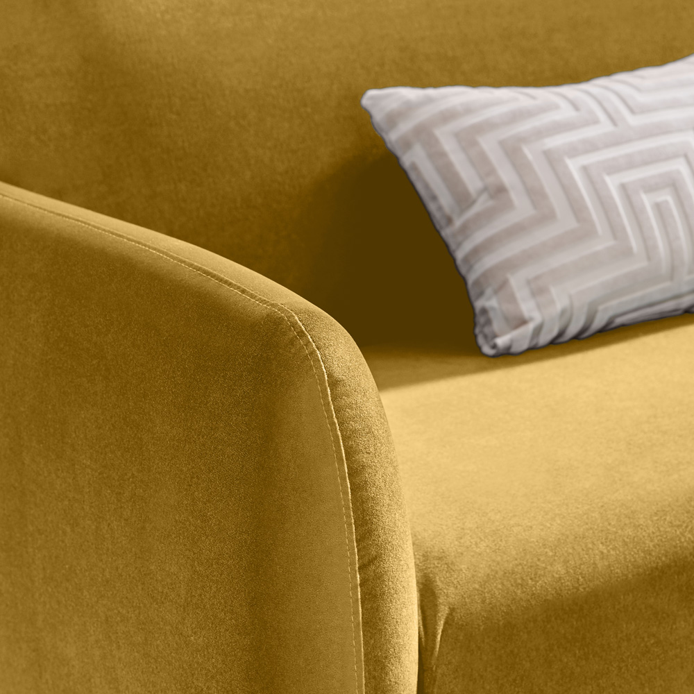 Furniturebox Terry 3 Seater Yellow Velvet Sofa Image 2