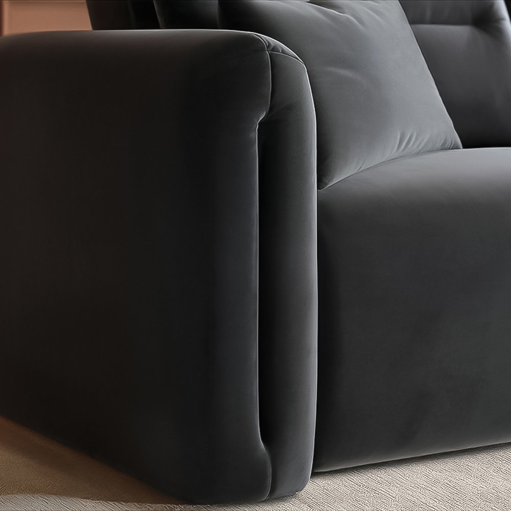 Solace+Co Mabel 3 Seater Grey Velvet Sofa Image 4
