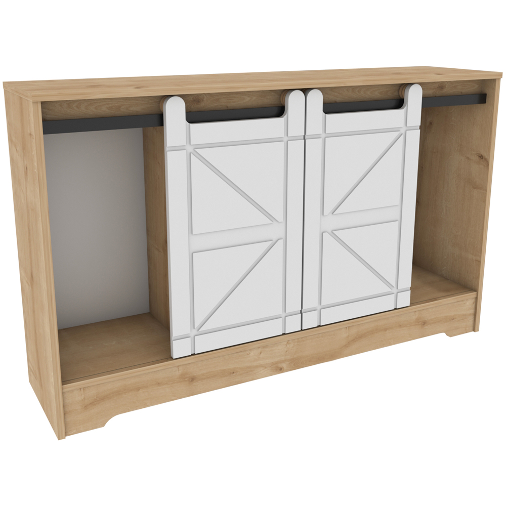 Decorotika Oak and White Barn Door TV Unit Image 2
