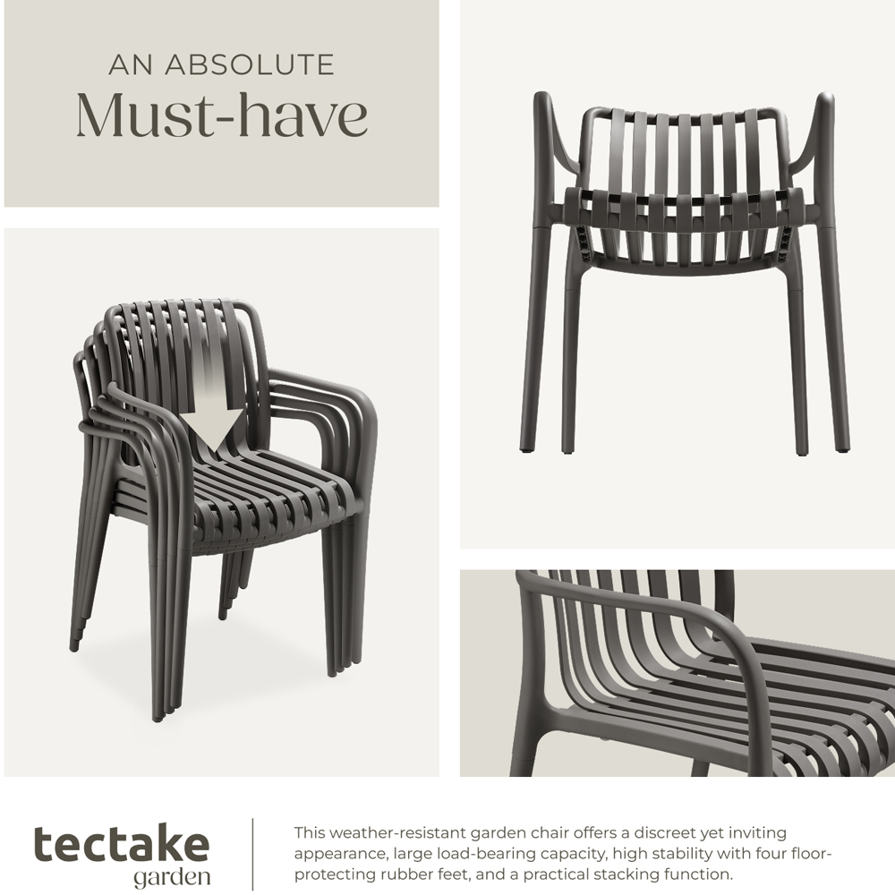 tectake Alcudia Set of 6 Anthracite Garden Chair Image 5