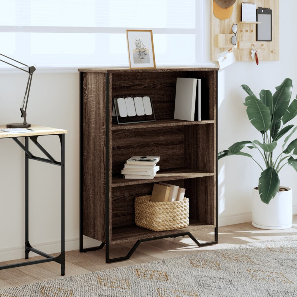 vidaXL 3 Shelf Brown Oak Bookcase Image 7