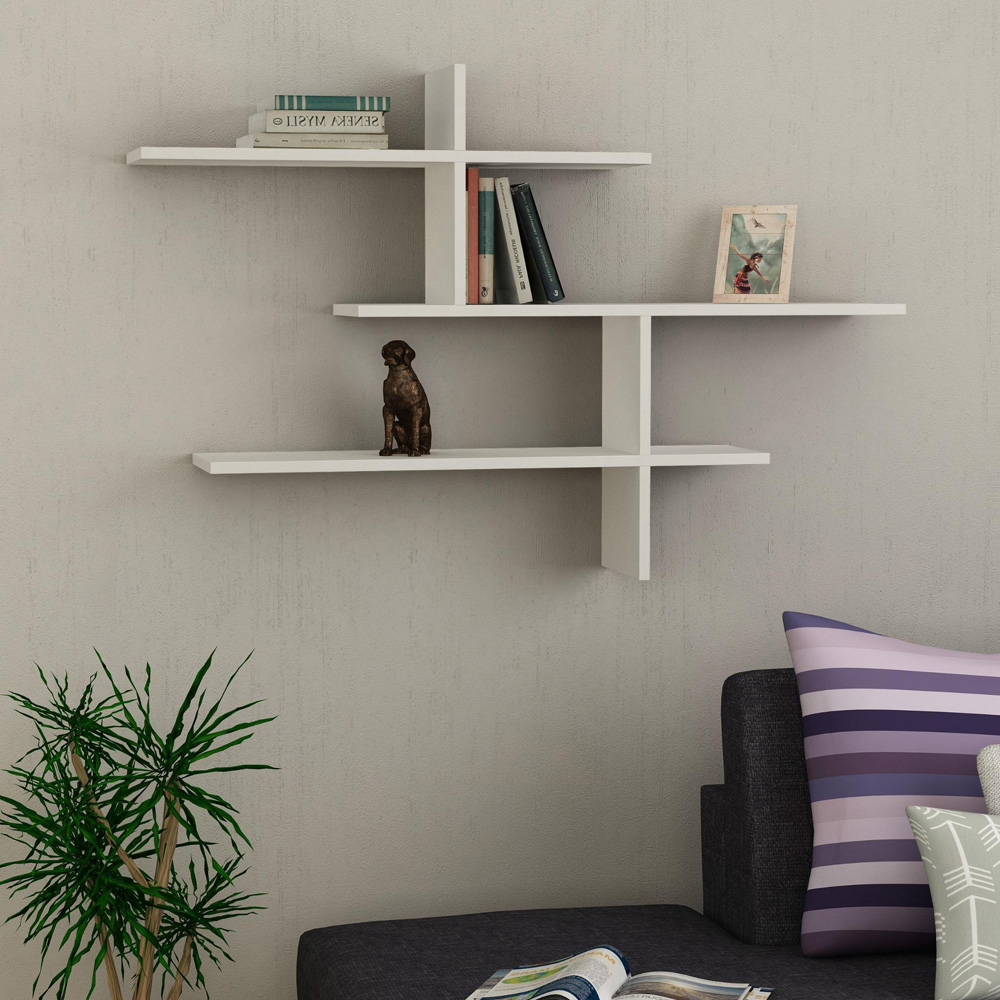 Decortie Leo White Modern Floating Shelf Image 4