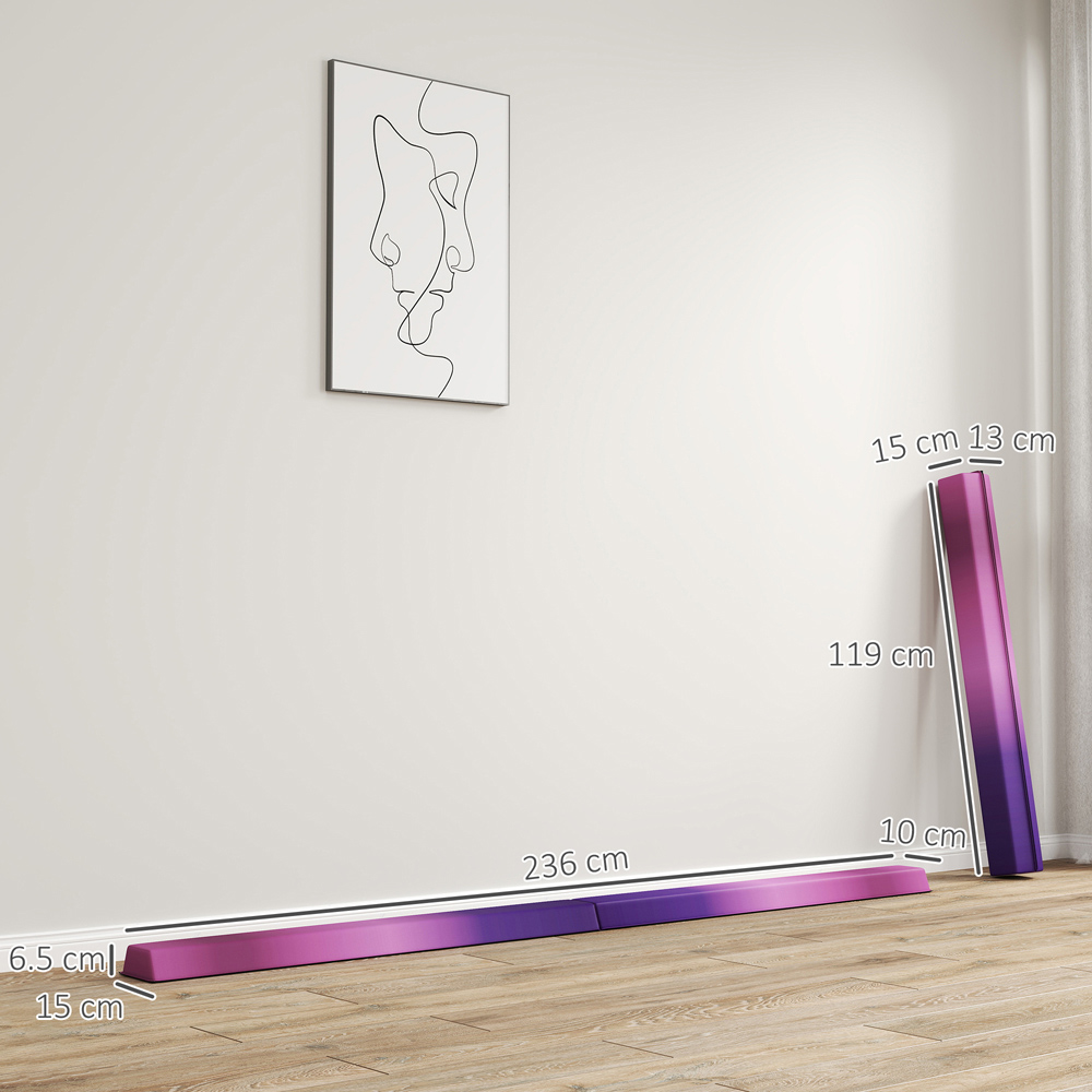 SPORTNOW Purple Foldable Gymnastics Balance Beam with Anti-Slip Base 235cm Image 9