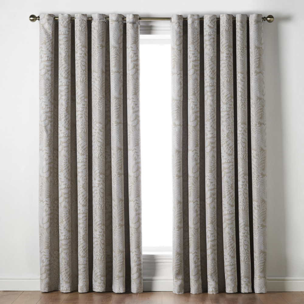 Alan Symonds Fern Cream Blackout Ring Top Eyelet Curtains 111 x 137cm Image 1