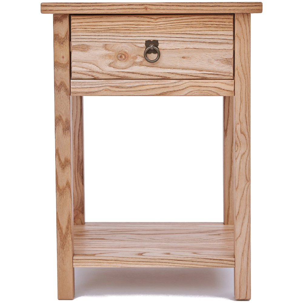 Montese Single Drawer Light Wood Bedside Table with Ring Handle Image 2