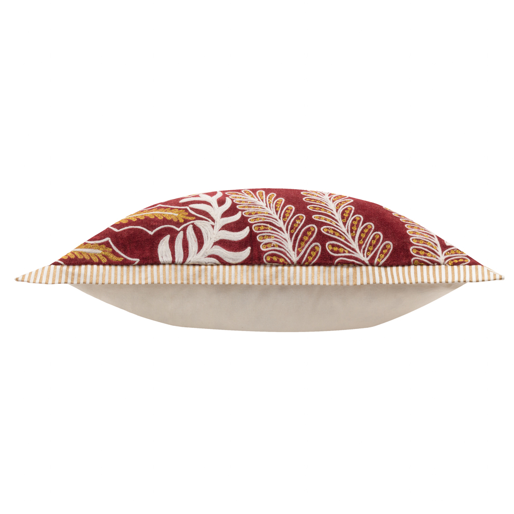 Paoletti Winter Joy Embroidered Red Cotton Cushion 50 x 50cm Image 3